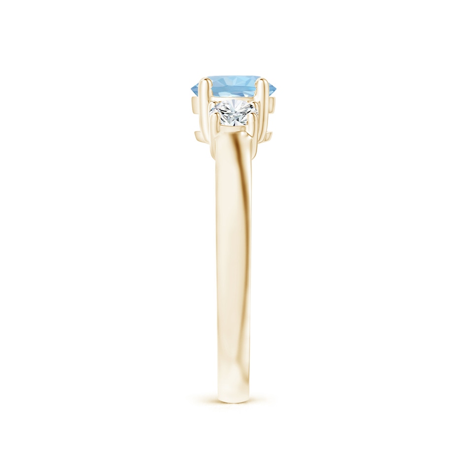 6mm AAA Classic Aquamarine and Diamond Three Stone Engagement Ring in Yellow Gold Side 299