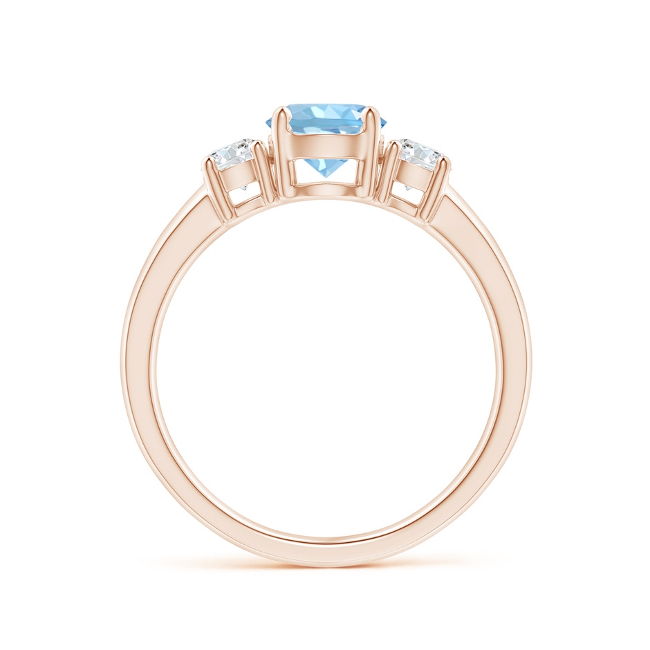 6mm AAAA Classic Aquamarine and Diamond Three Stone Engagement Ring in Rose Gold Side 199