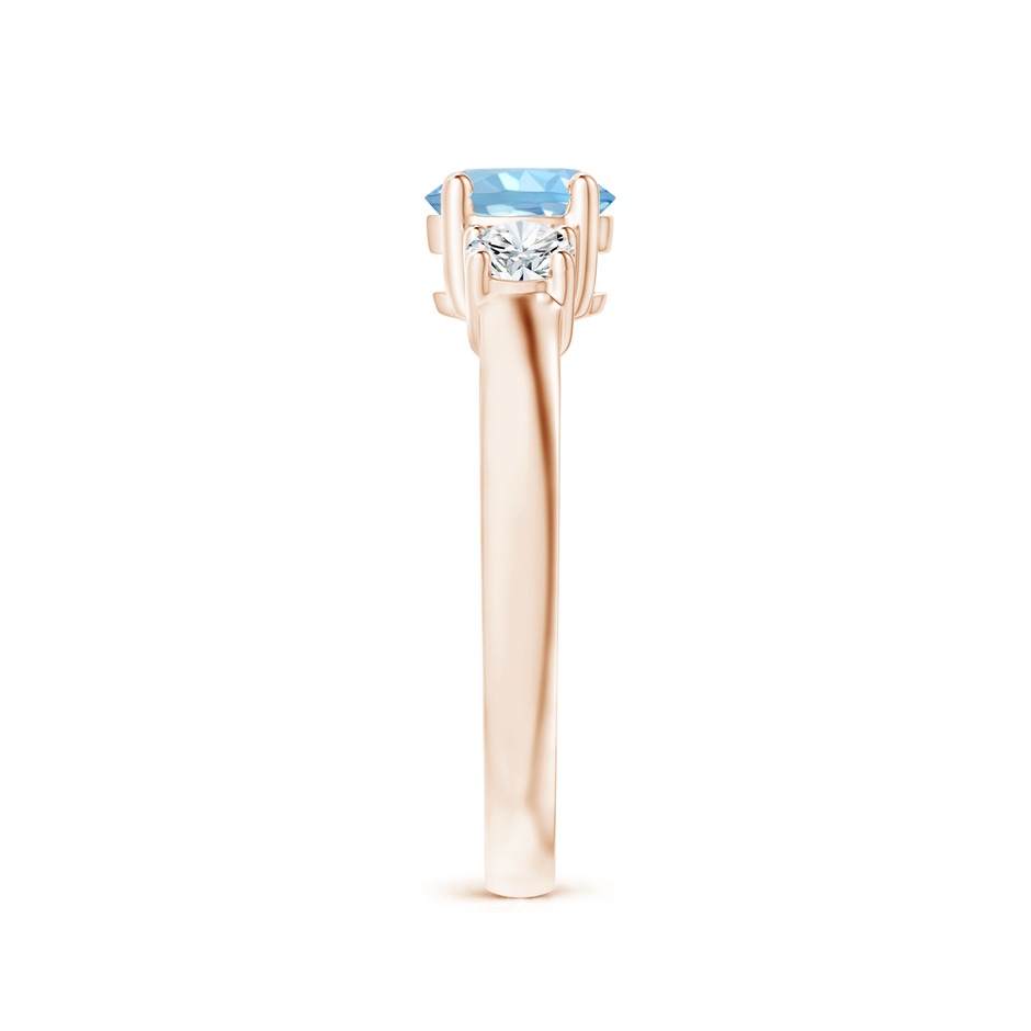 6mm AAAA Classic Aquamarine and Diamond Three Stone Engagement Ring in Rose Gold Side 299
