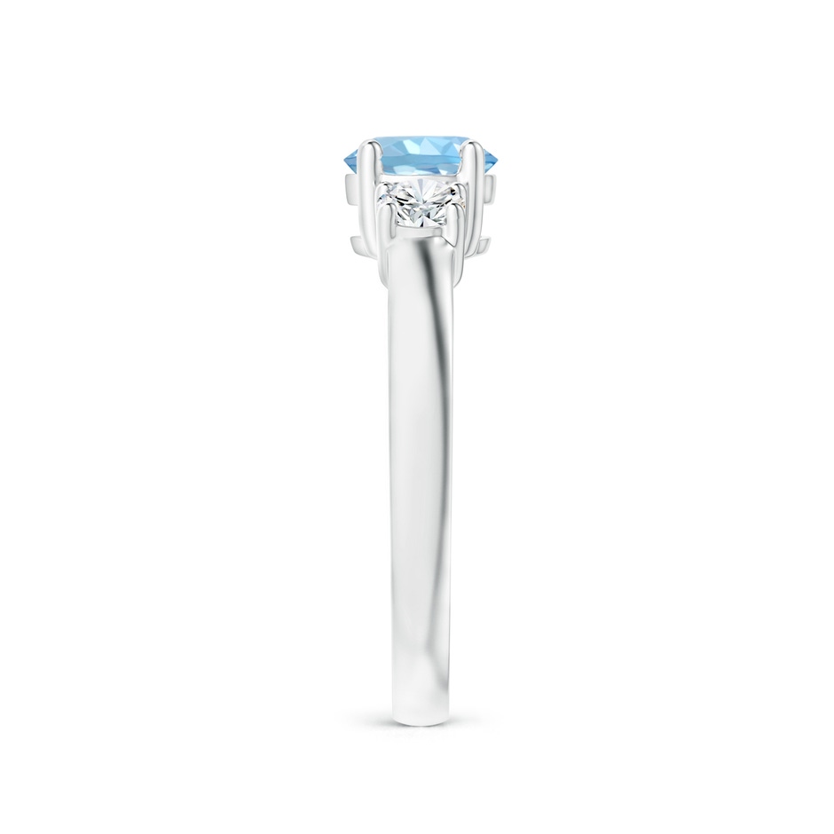 6mm AAAA Classic Aquamarine and Diamond Three Stone Engagement Ring in White Gold Side 299