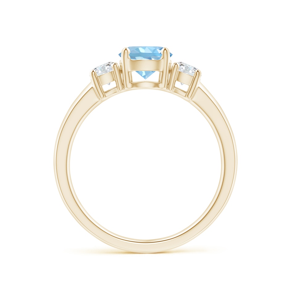 6mm AAAA Classic Aquamarine and Diamond Three Stone Engagement Ring in Yellow Gold Side 199