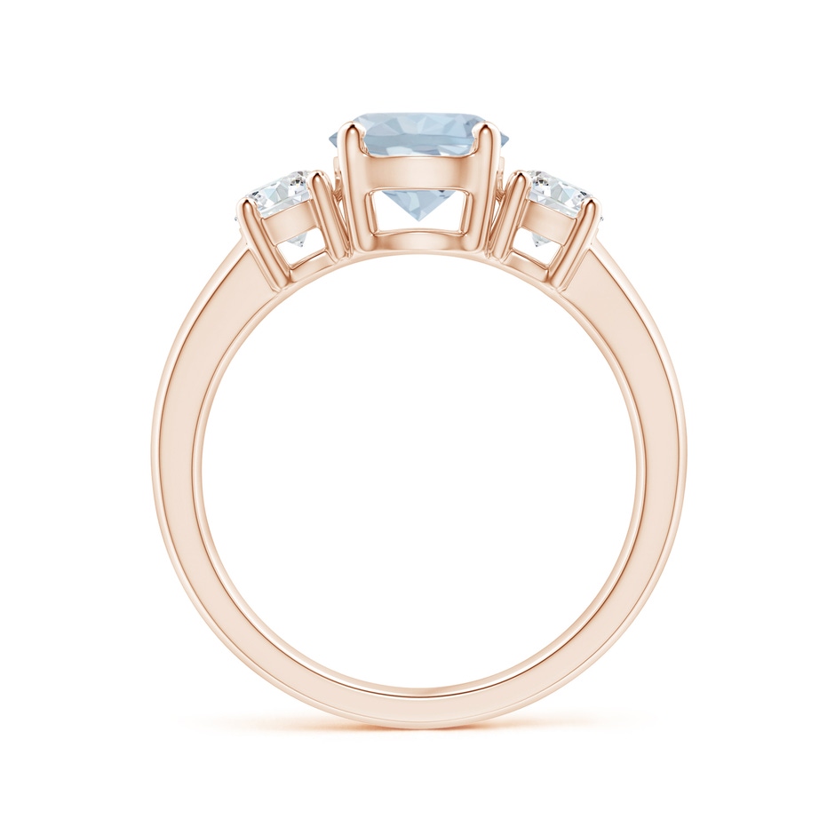7mm A Classic Aquamarine and Diamond Three Stone Engagement Ring in Rose Gold Side 199