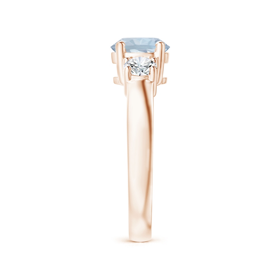 7mm A Classic Aquamarine and Diamond Three Stone Engagement Ring in Rose Gold Side 299