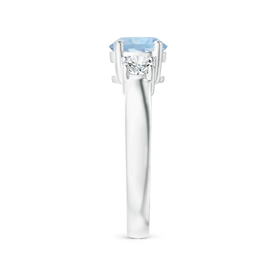 7mm AA Classic Aquamarine and Diamond Three Stone Engagement Ring in White Gold Side 299