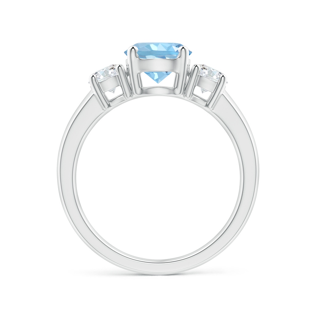 7mm AAAA Classic Aquamarine and Diamond Three Stone Engagement Ring in P950 Platinum Side 199