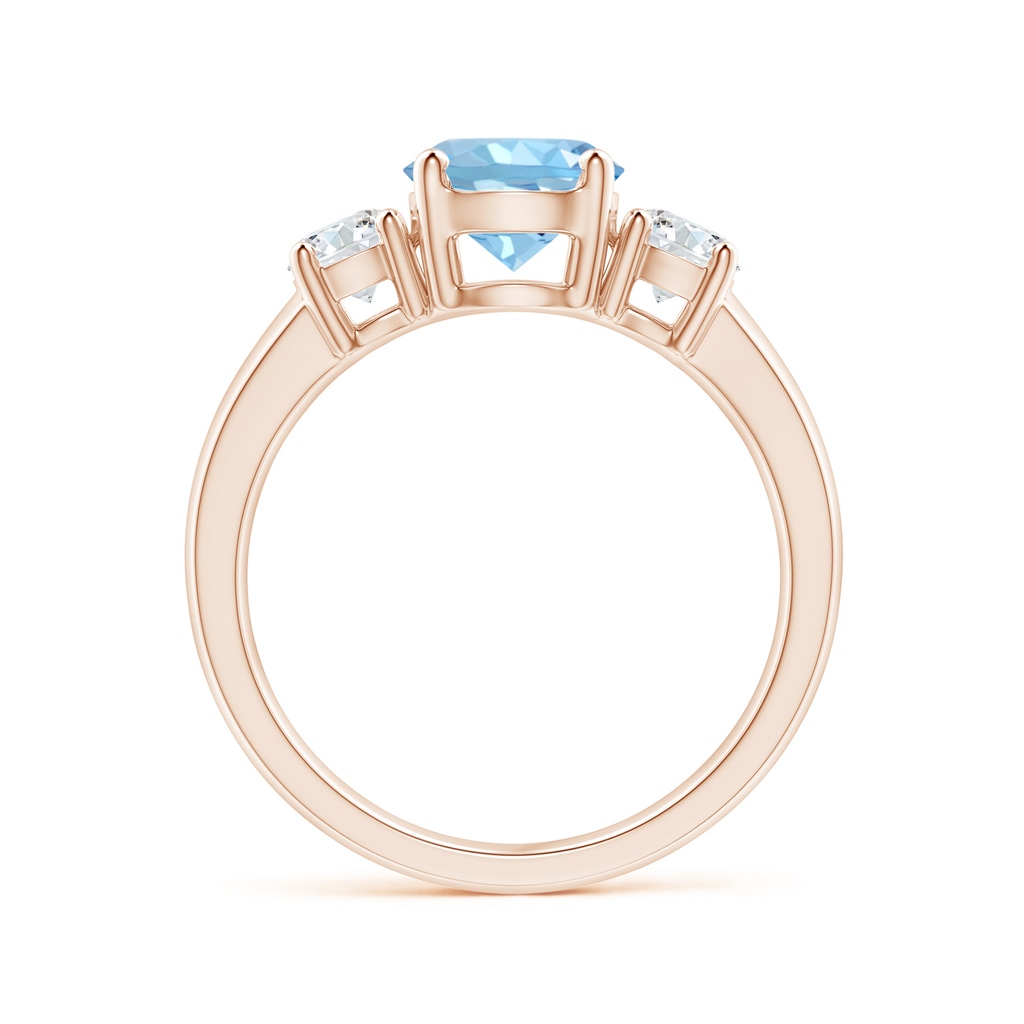7mm AAAA Classic Aquamarine and Diamond Three Stone Engagement Ring in Rose Gold Side 199