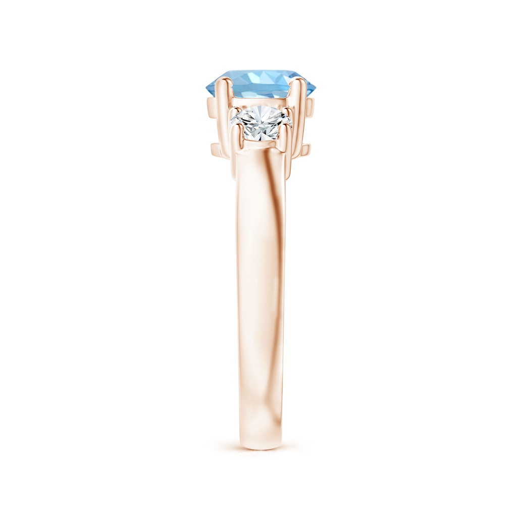 7mm AAAA Classic Aquamarine and Diamond Three Stone Engagement Ring in Rose Gold Side 299