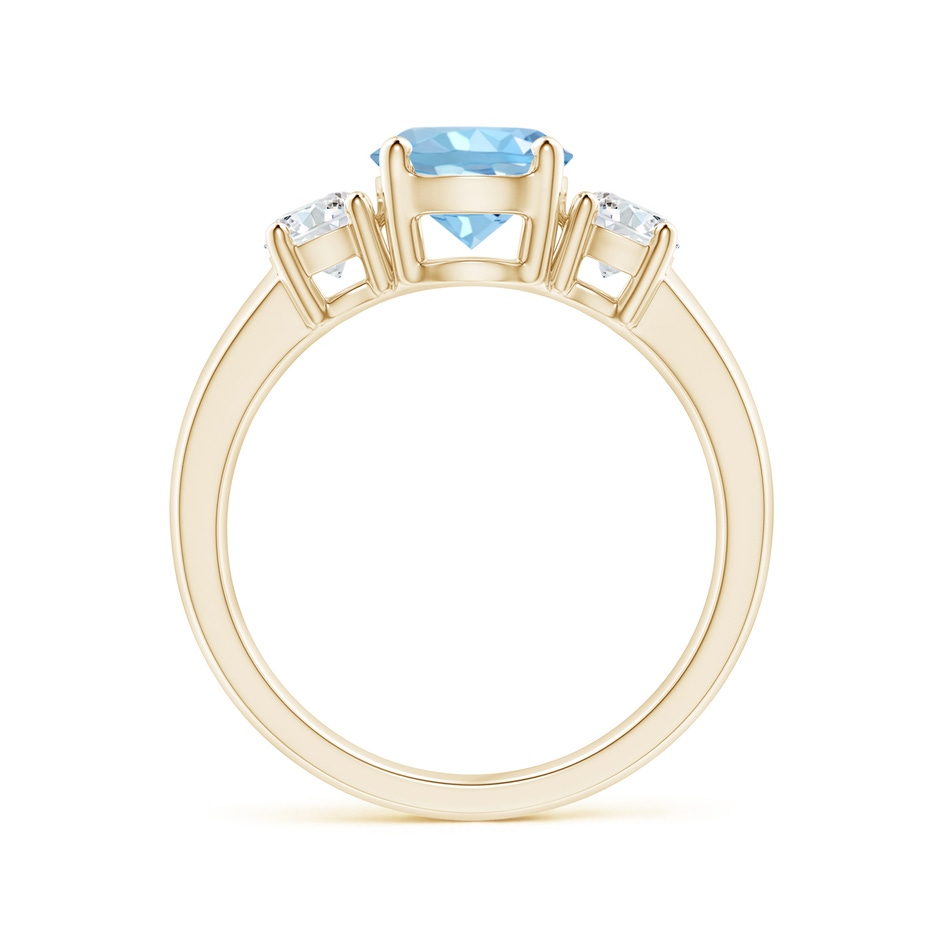 7mm AAAA Classic Aquamarine and Diamond Three Stone Engagement Ring in Yellow Gold Side 199
