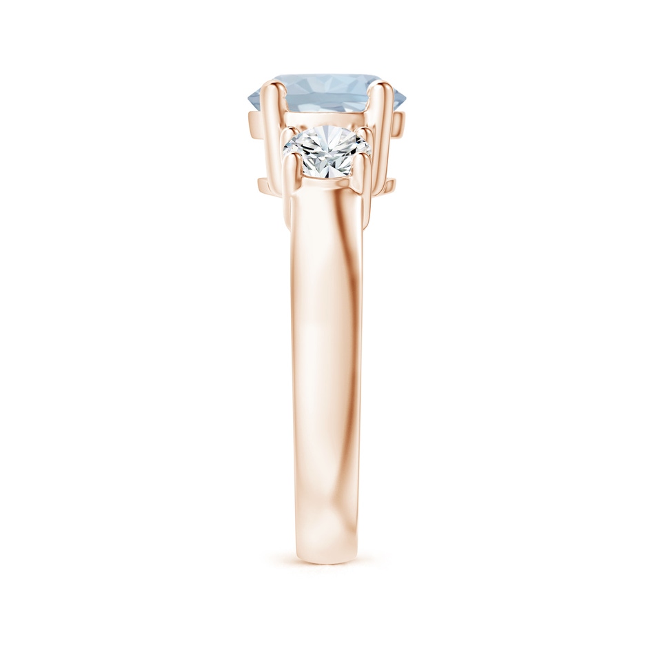 8mm A Classic Aquamarine and Diamond Three Stone Engagement Ring in Rose Gold Side 299