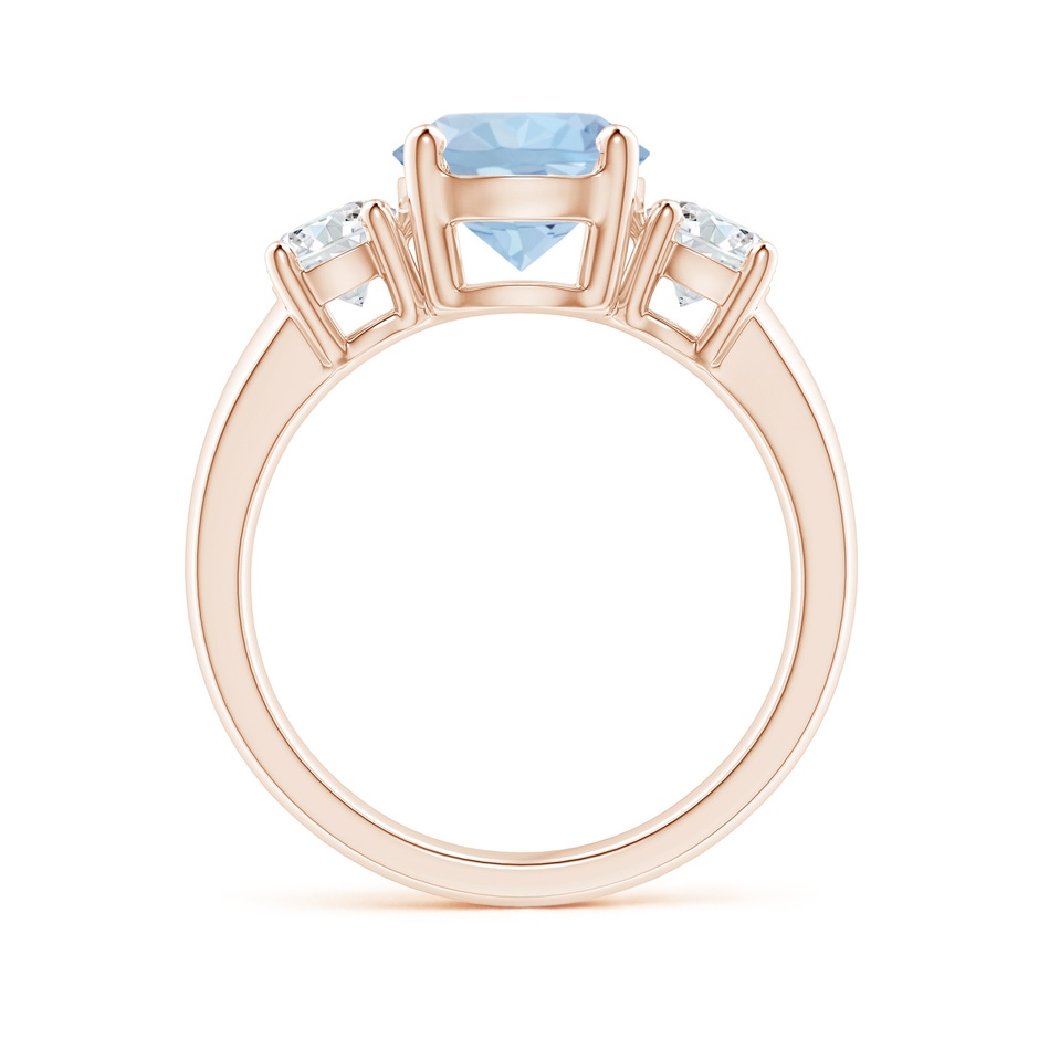 8mm AA Classic Aquamarine and Diamond Three Stone Engagement Ring in Rose Gold side 199