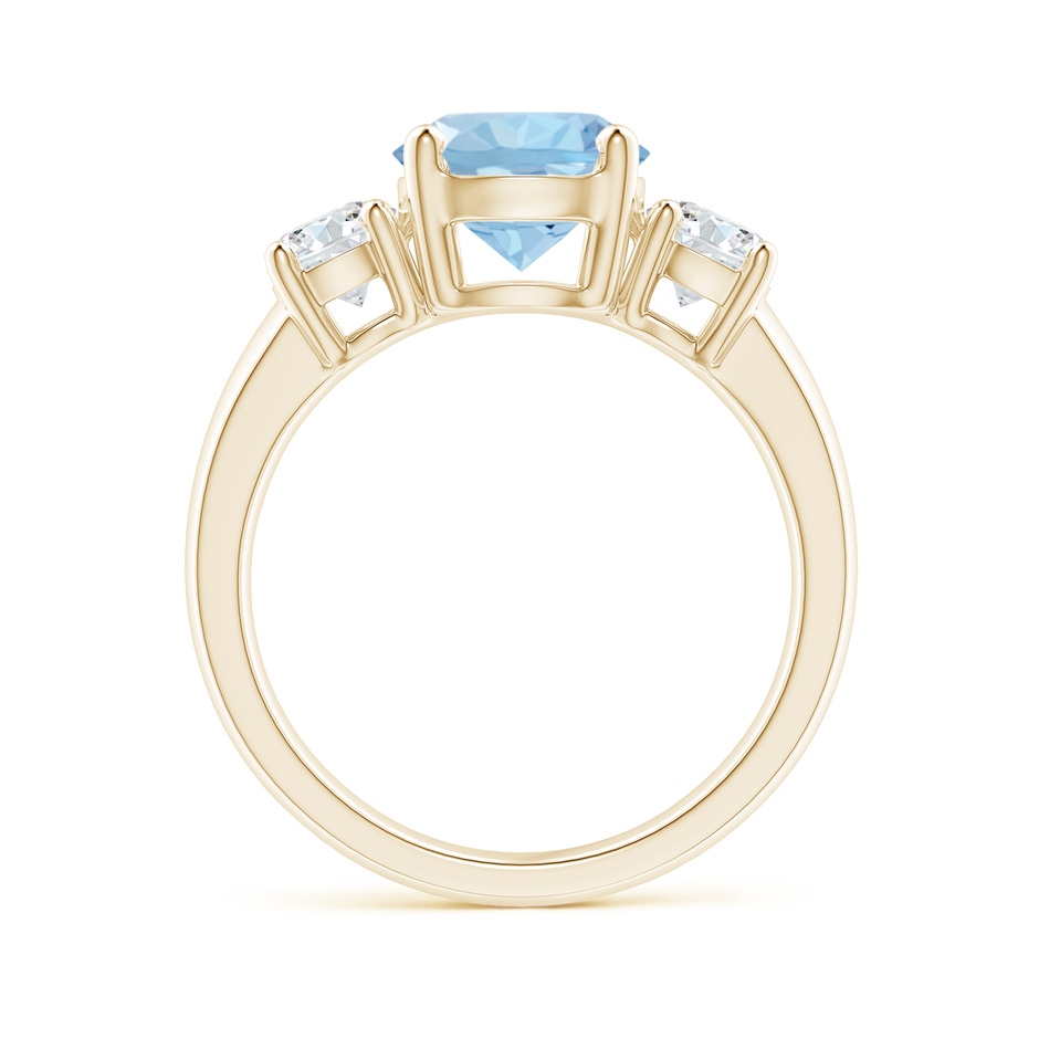 8mm AAA Classic Aquamarine and Diamond Three Stone Engagement Ring in Yellow Gold Side 199