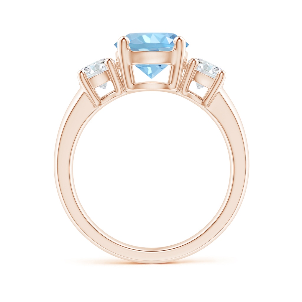 8mm AAAA Classic Aquamarine and Diamond Three Stone Engagement Ring in Rose Gold Side 199