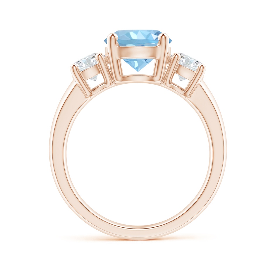 8mm AAAA Classic Aquamarine and Diamond Three Stone Engagement Ring in Rose Gold Side 199
