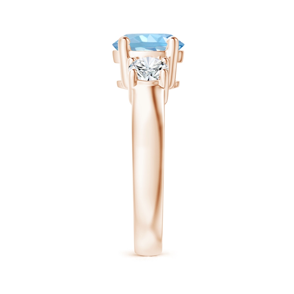 8mm AAAA Classic Aquamarine and Diamond Three Stone Engagement Ring in Rose Gold Side 299