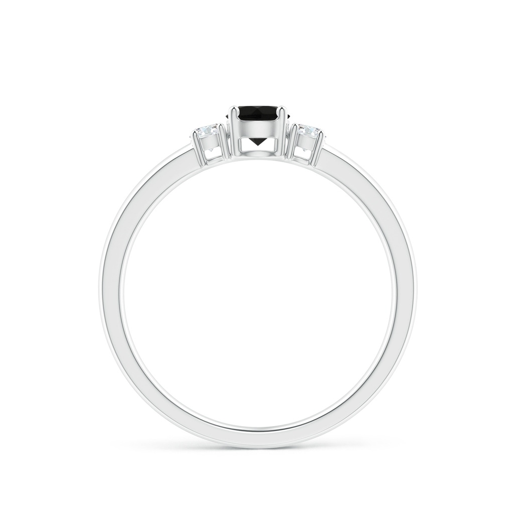4mm AAA Classic Black Onyx and Diamond Three Stone Engagement Ring in White Gold - side_1
