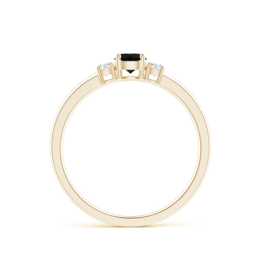 4mm AAA Classic Black Onyx and Diamond Three Stone Engagement Ring in Yellow Gold - Side_1