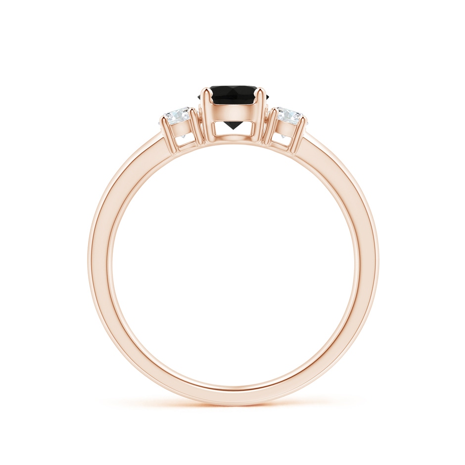 5mm AAA Classic Black Onyx and Diamond Three Stone Engagement Ring in Rose Gold side-1