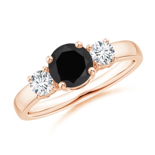 6mm AAA Classic Black Onyx and Diamond Three Stone Engagement Ring in Rose Gold