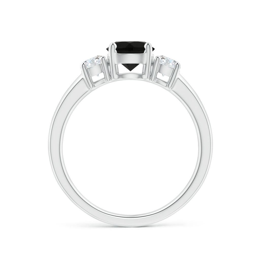 6mm AAA Classic Black Onyx and Diamond Three Stone Engagement Ring in White Gold Side-1