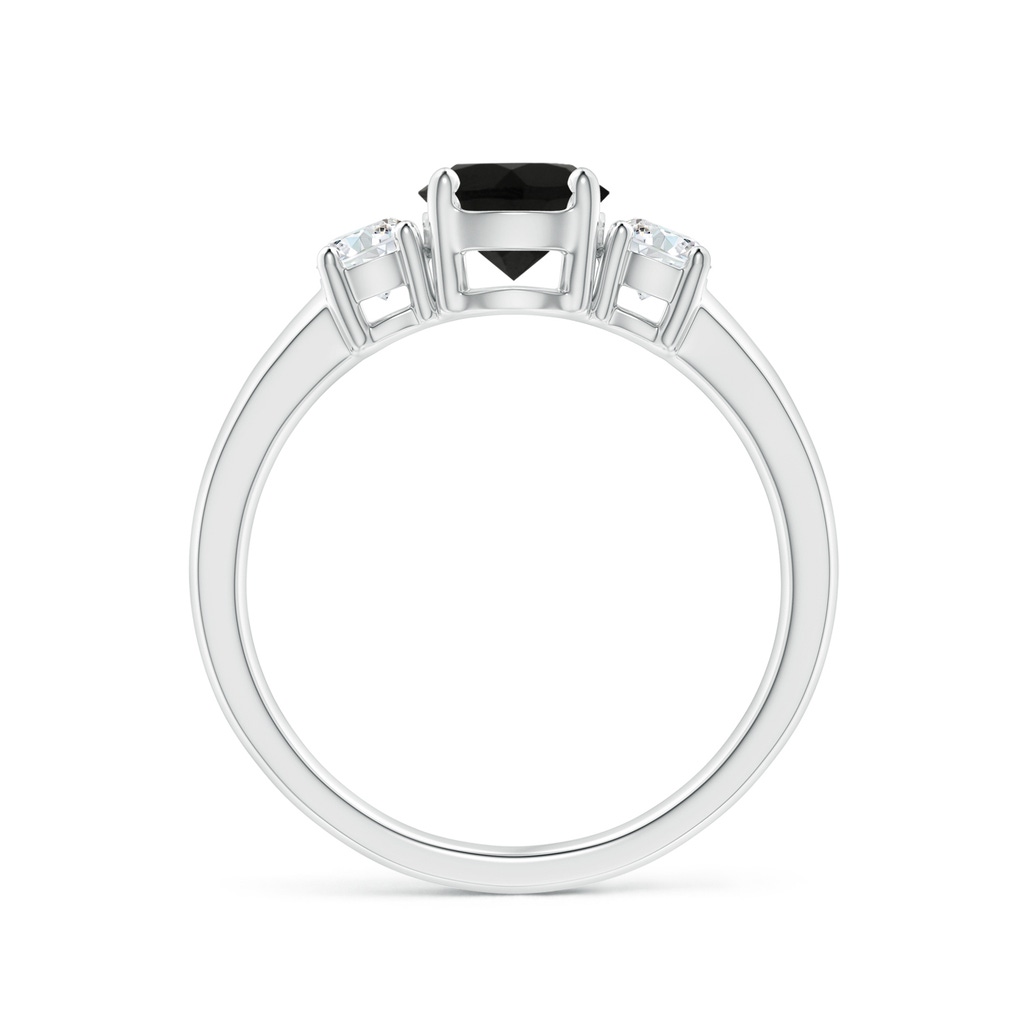 6mm AAA Classic Black Onyx and Diamond Three Stone Engagement Ring in White Gold - side_1