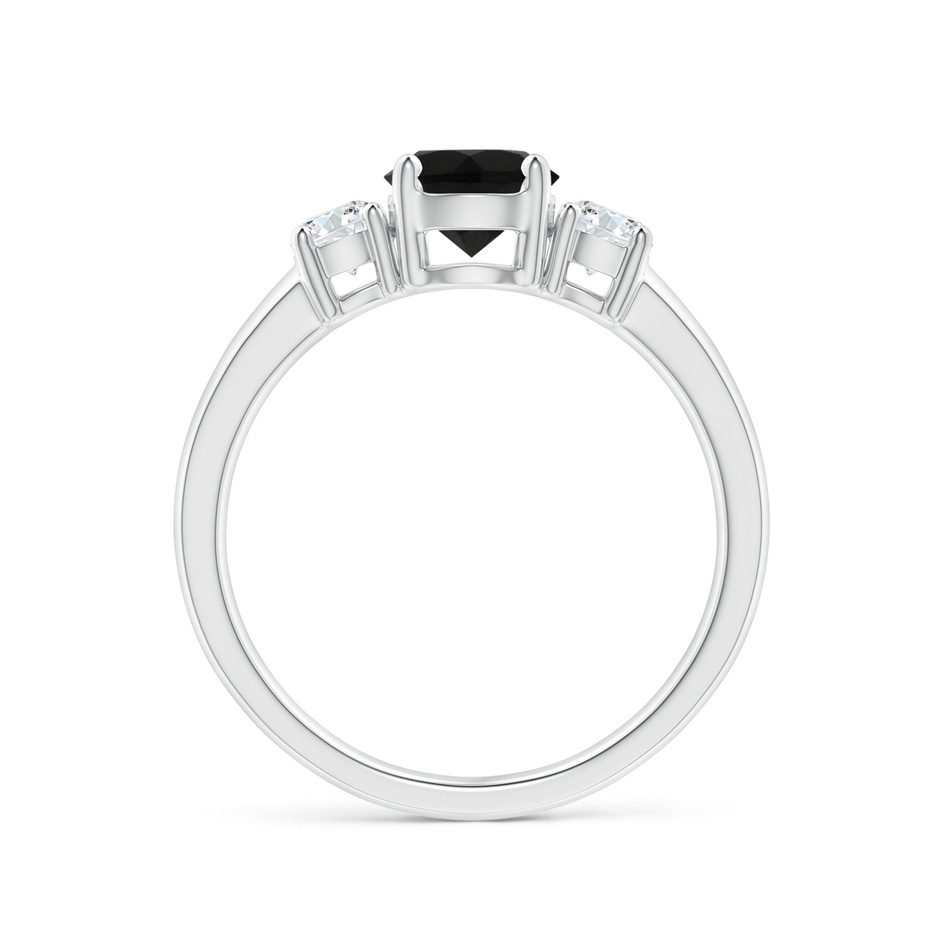 6mm AAA Classic Black Onyx and Diamond Three Stone Engagement Ring in White Gold side-1