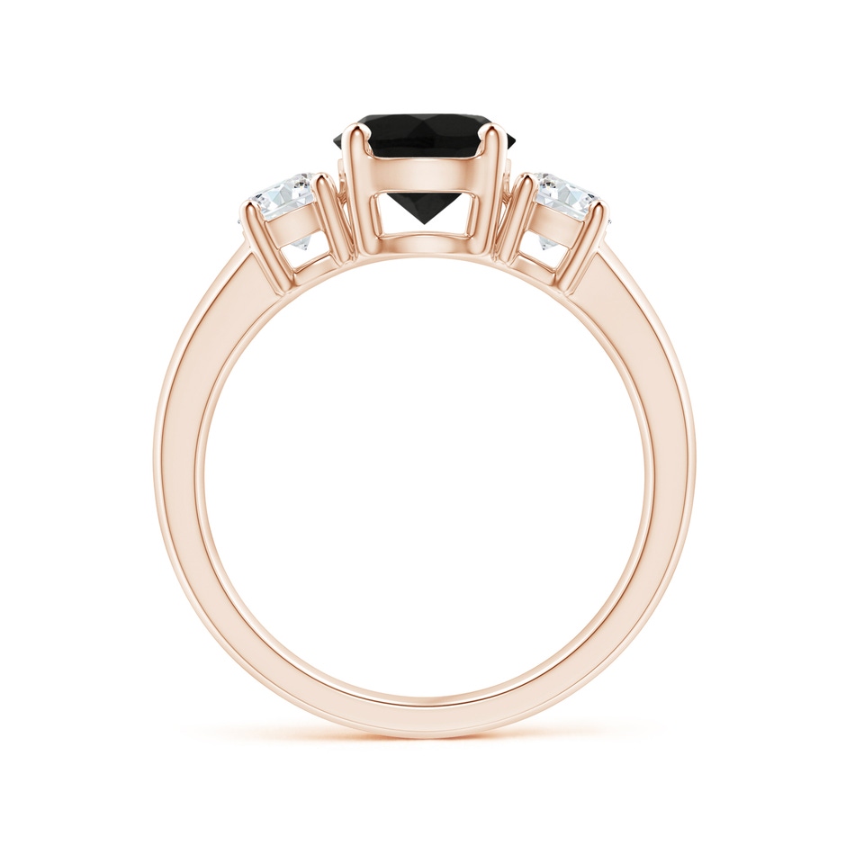 7mm AAA Classic Black Onyx and Diamond Three Stone Engagement Ring in Rose Gold side-1
