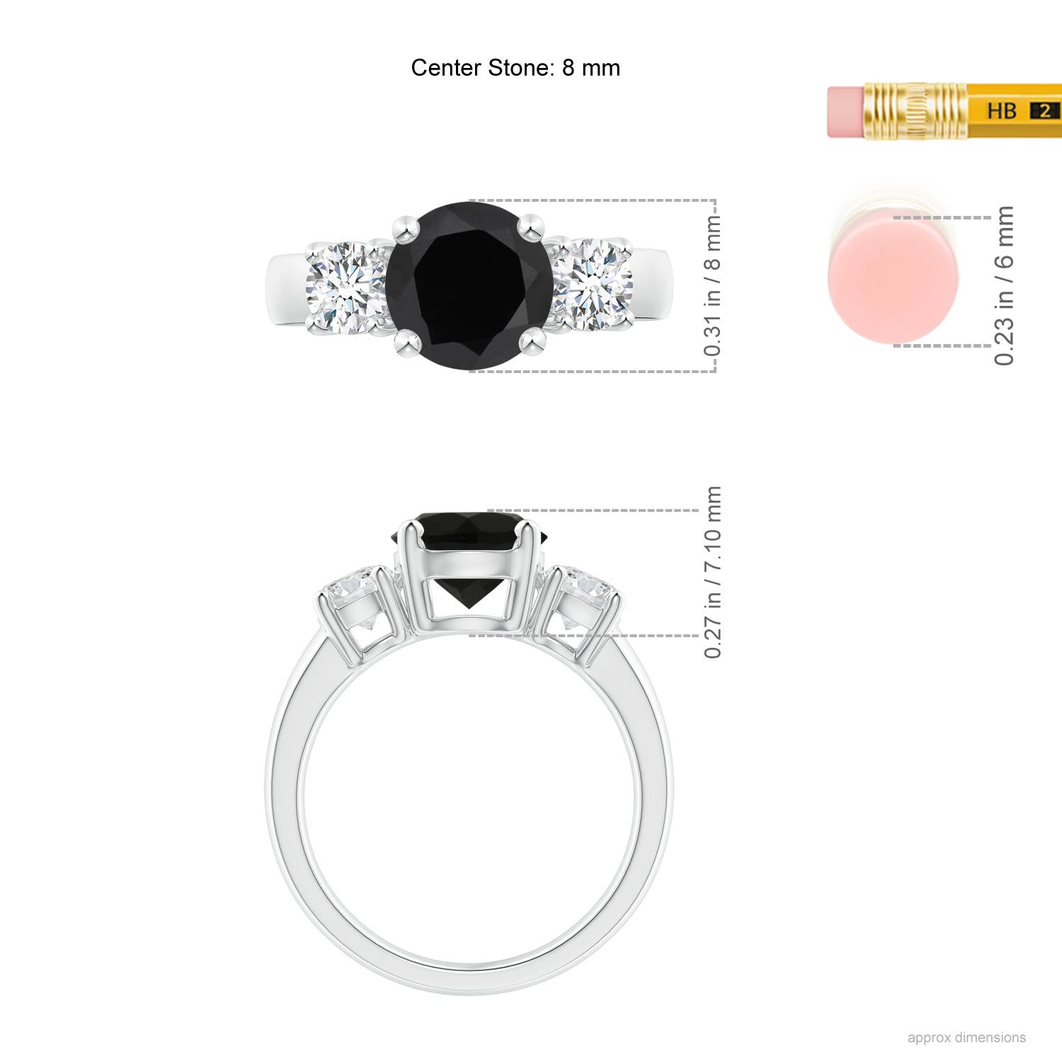 AAA - Black Onyx / 2.95 CT / 14 KT White Gold