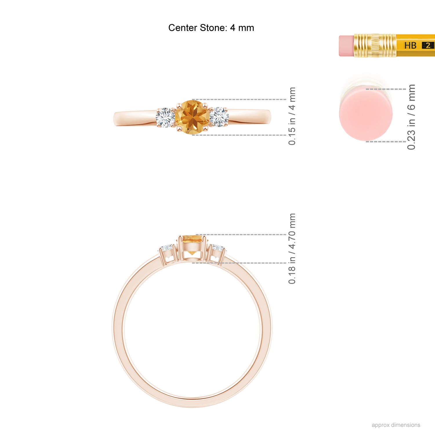 A - Citrine / 0.37 CT / 14 KT Rose Gold