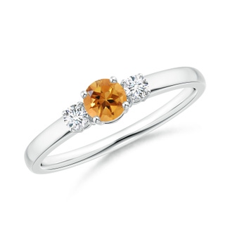 4mm AA Classic Citrine and Diamond Three Stone Engagement Ring in White Gold