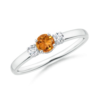 4mm AAA Classic Citrine and Diamond Three Stone Engagement Ring in White Gold