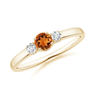 4mm AAAA Classic Citrine and Diamond Three Stone Engagement Ring in Yellow Gold