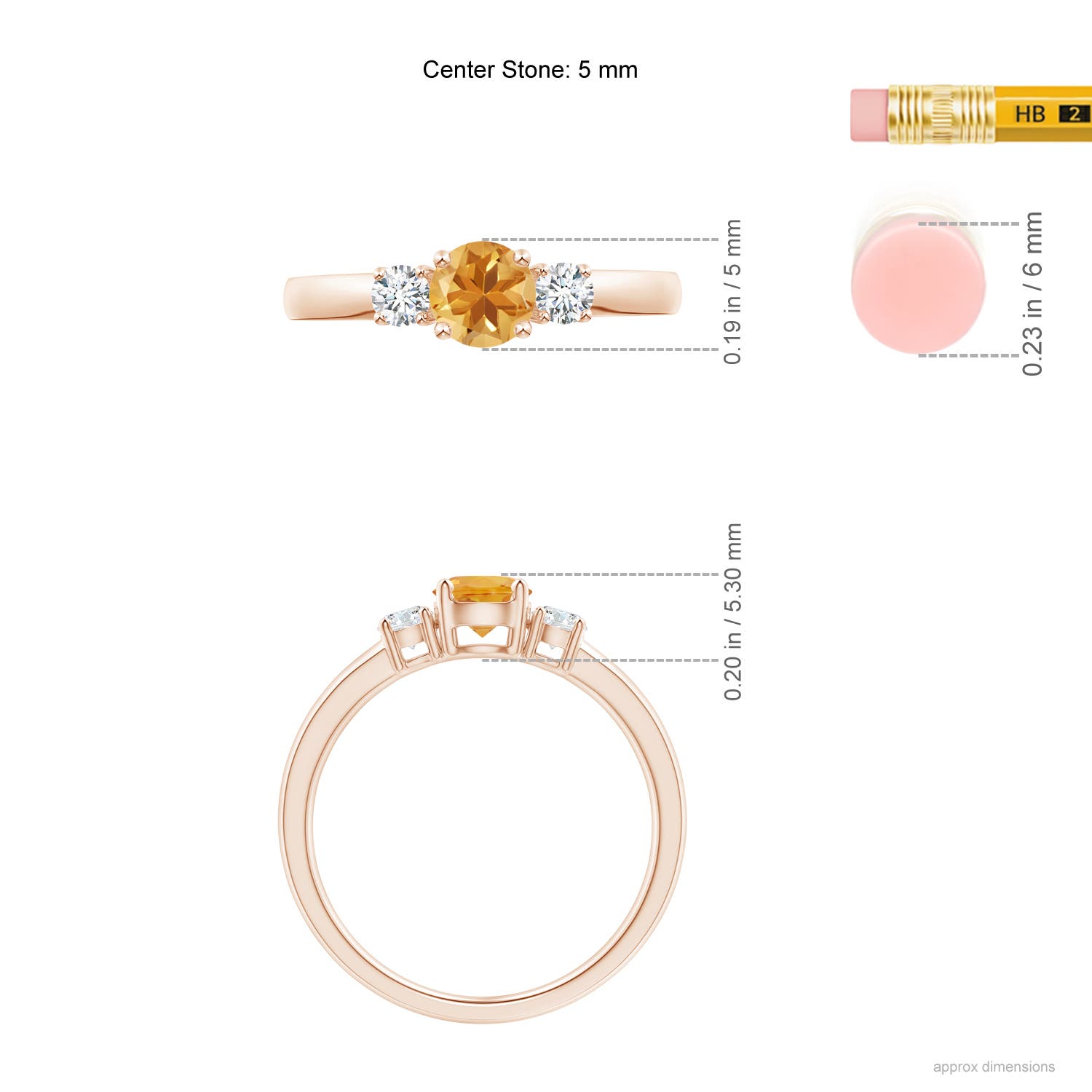 A - Citrine / 0.66 CT / 14 KT Rose Gold