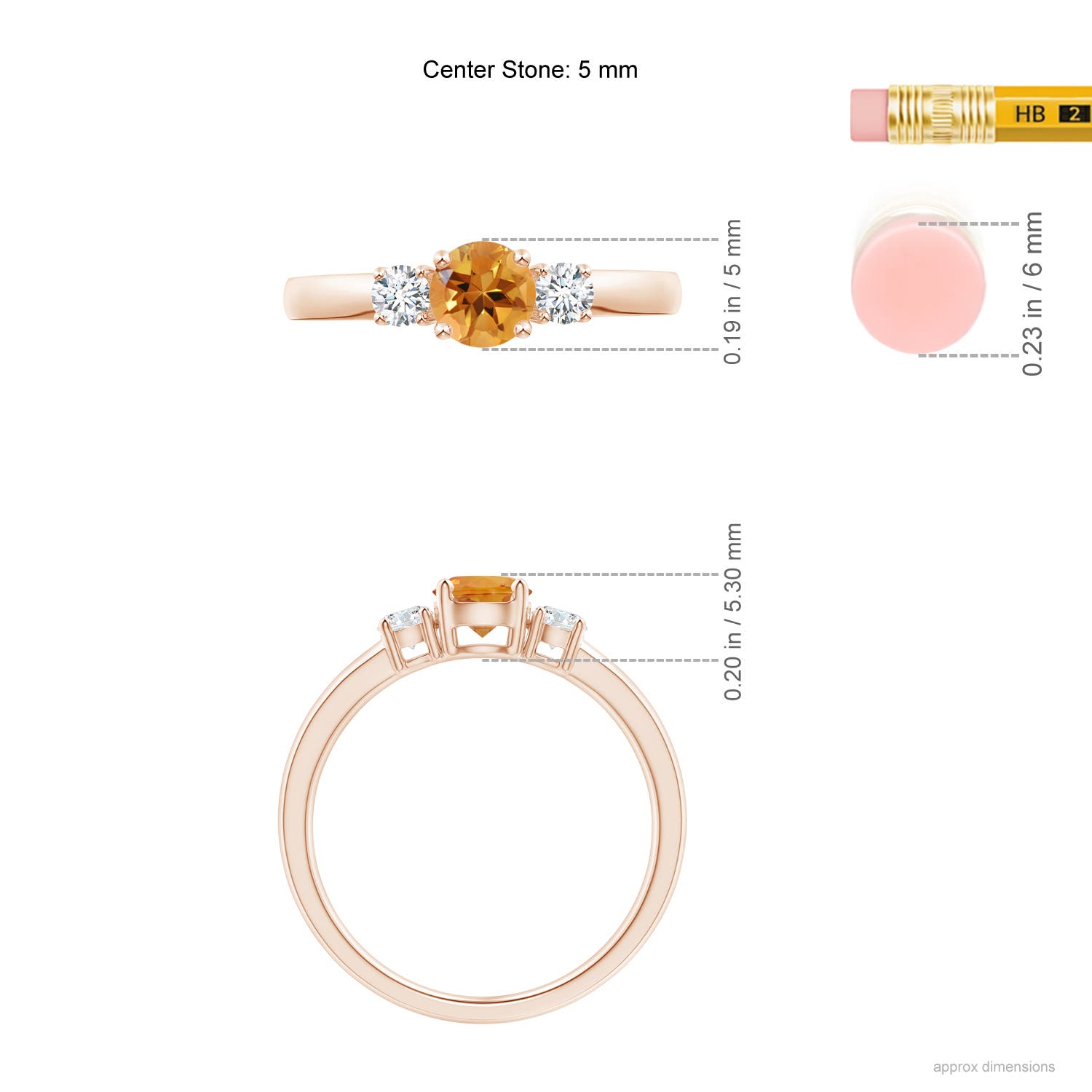 AA - Citrine / 0.66 CT / 14 KT Rose Gold