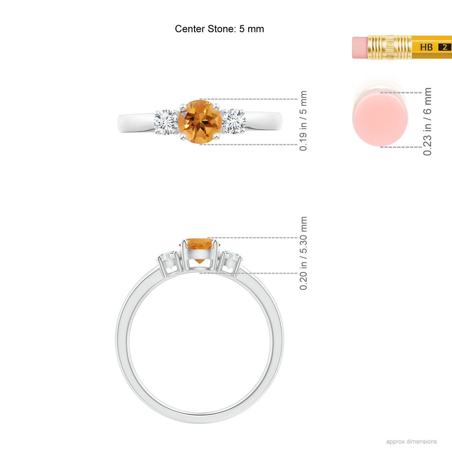 AA - Citrine / 0.66 CT / 14 KT White Gold