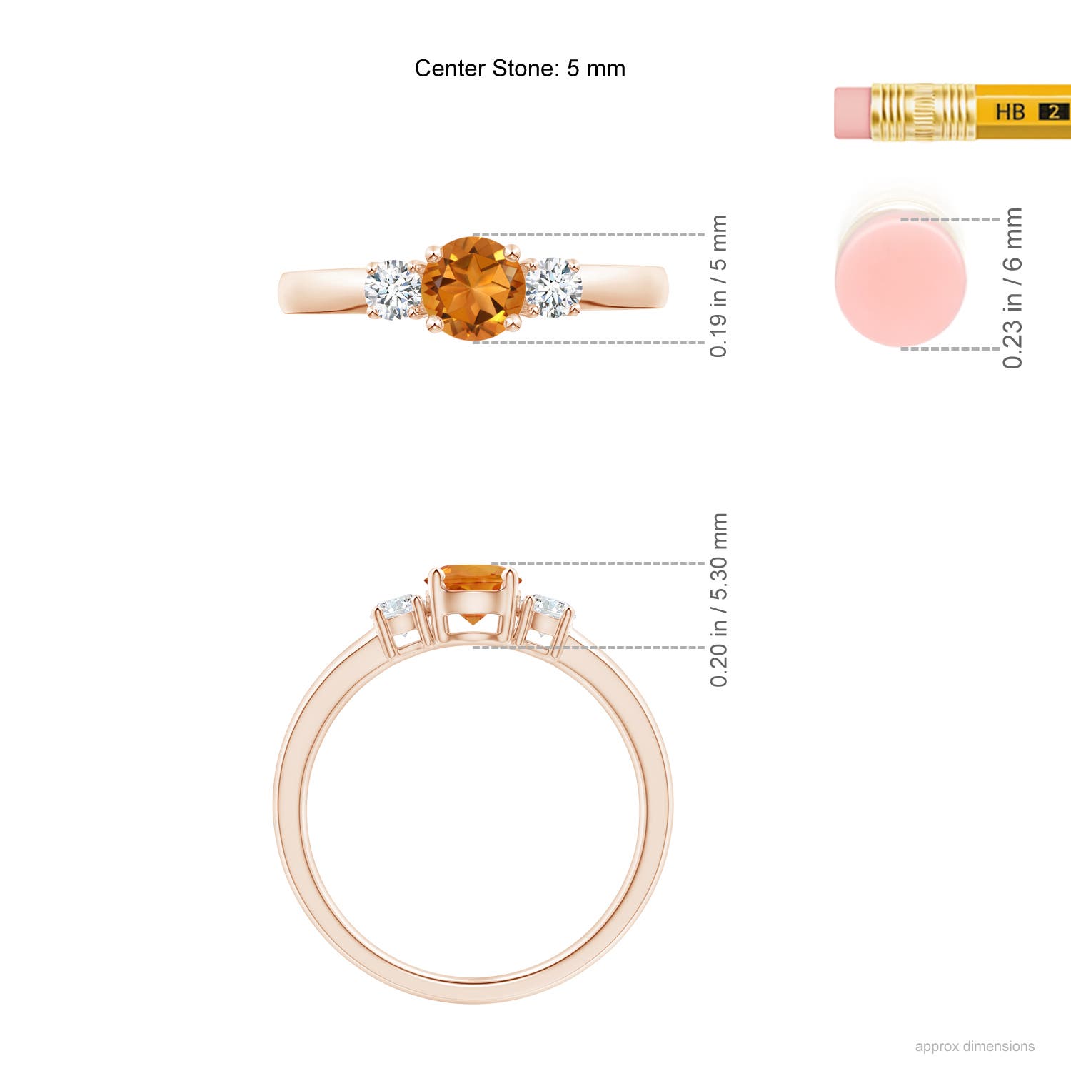 AAA - Citrine / 0.66 CT / 14 KT Rose Gold