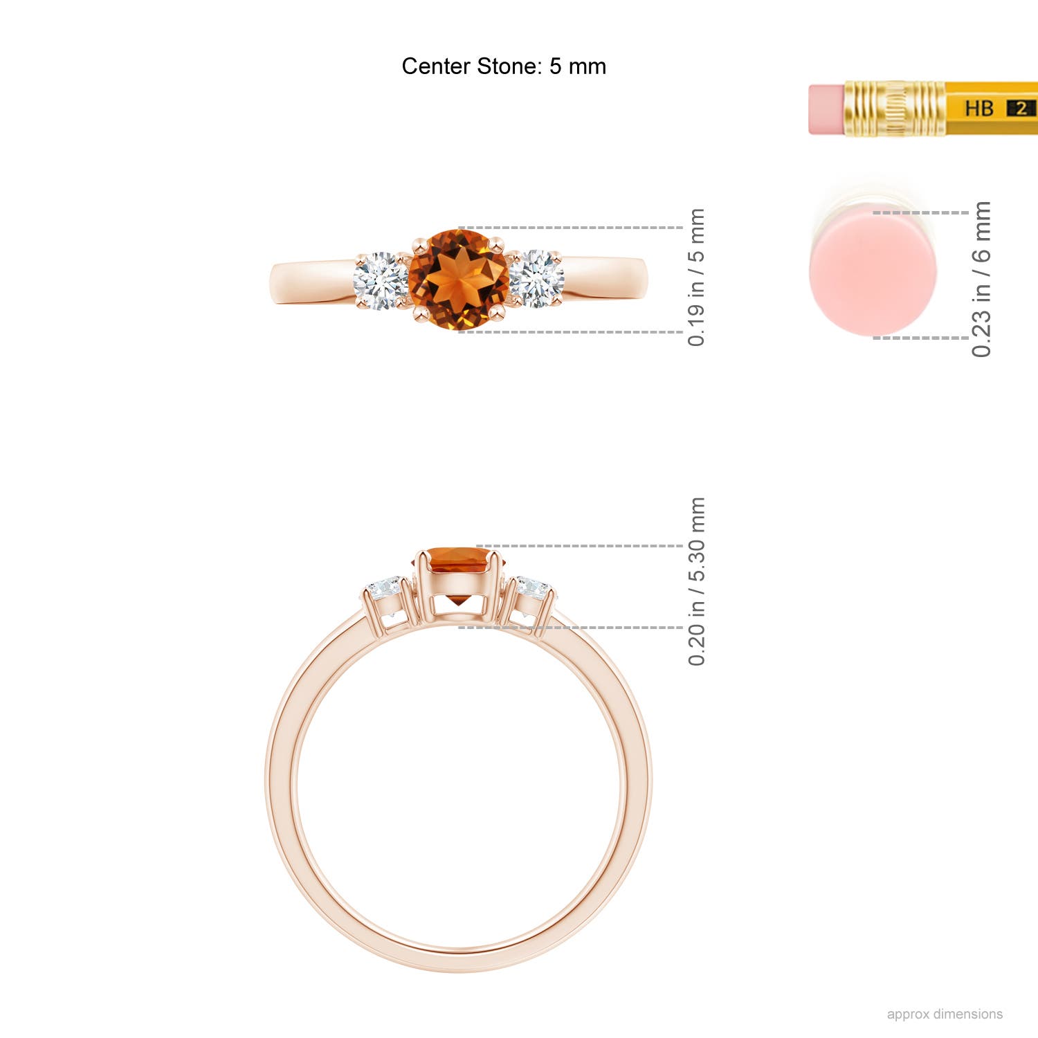 AAAA - Citrine / 0.66 CT / 14 KT Rose Gold