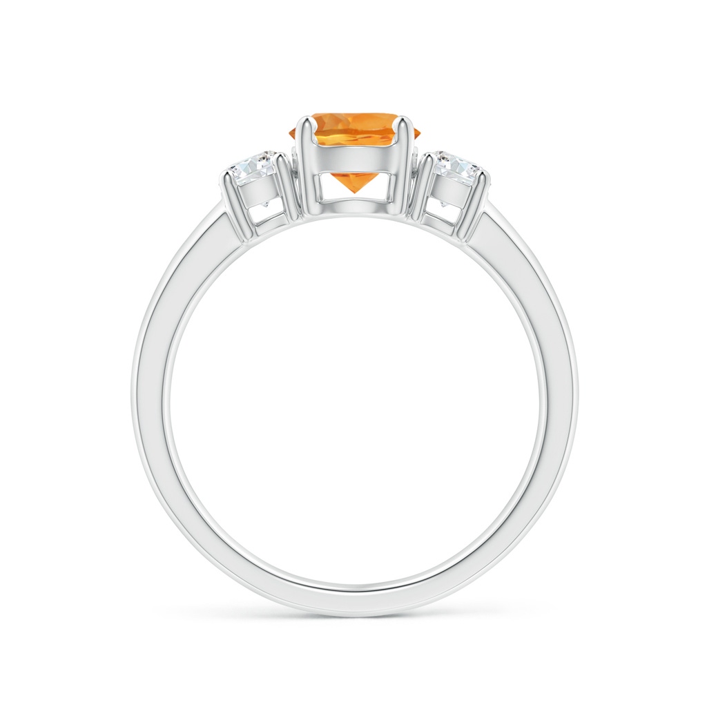 6mm AAA Classic Citrine and Diamond Three Stone Engagement Ring in P950 Platinum Side-1