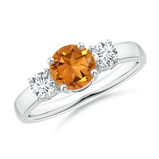 6mm AAA Classic Citrine and Diamond Three Stone Engagement Ring in White Gold