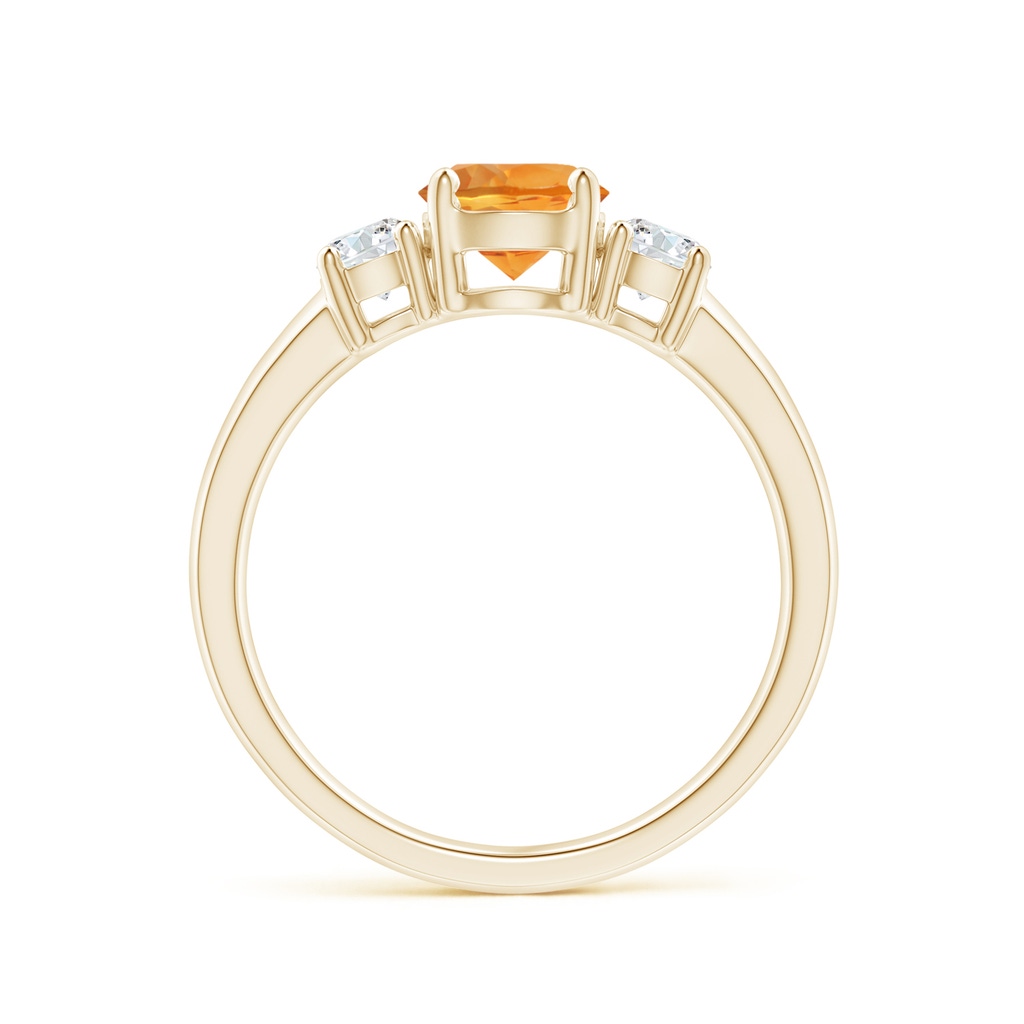 6mm AAA Classic Citrine and Diamond Three Stone Engagement Ring in Yellow Gold Side-1