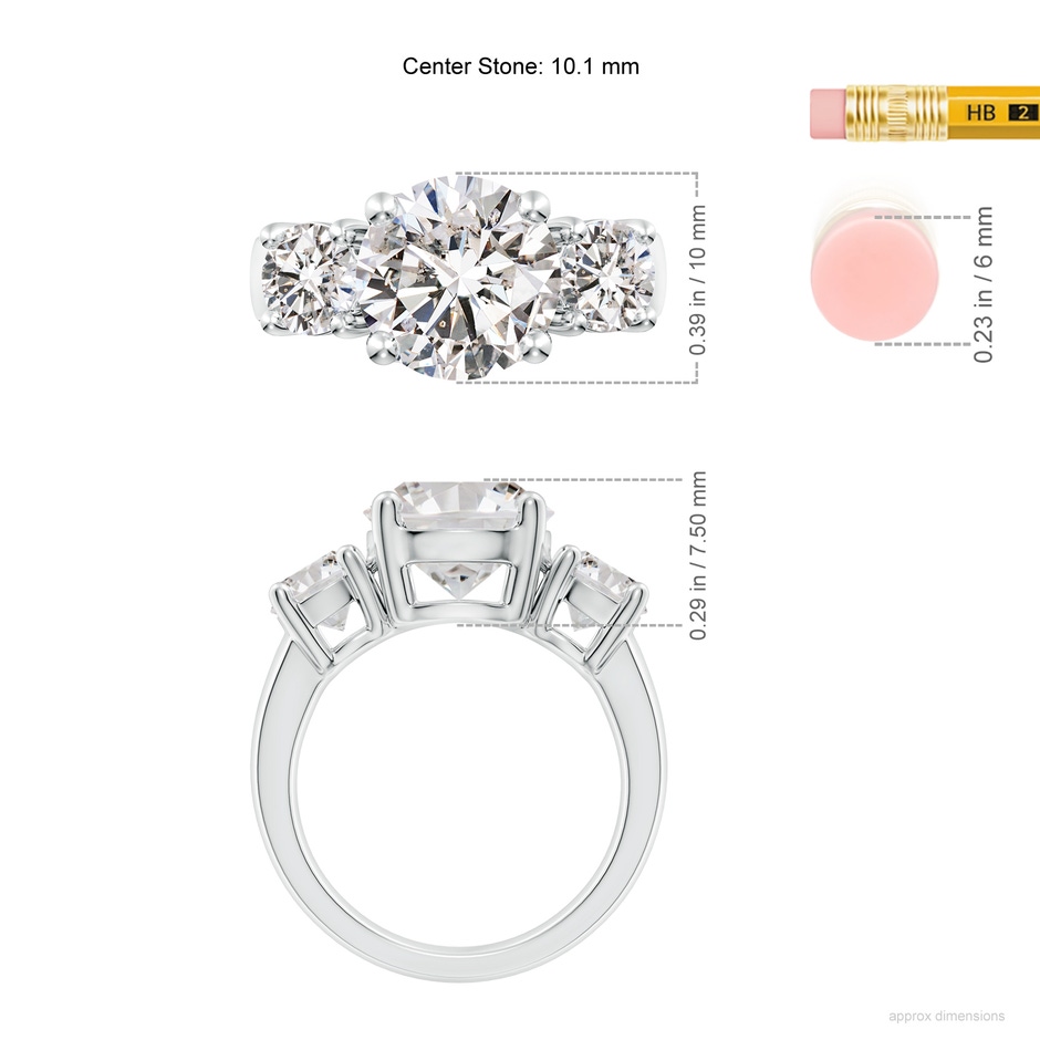 10.1mm IJI1I2 Classic Diamond Three Stone Engagement Ring in S999 Silver ruler
