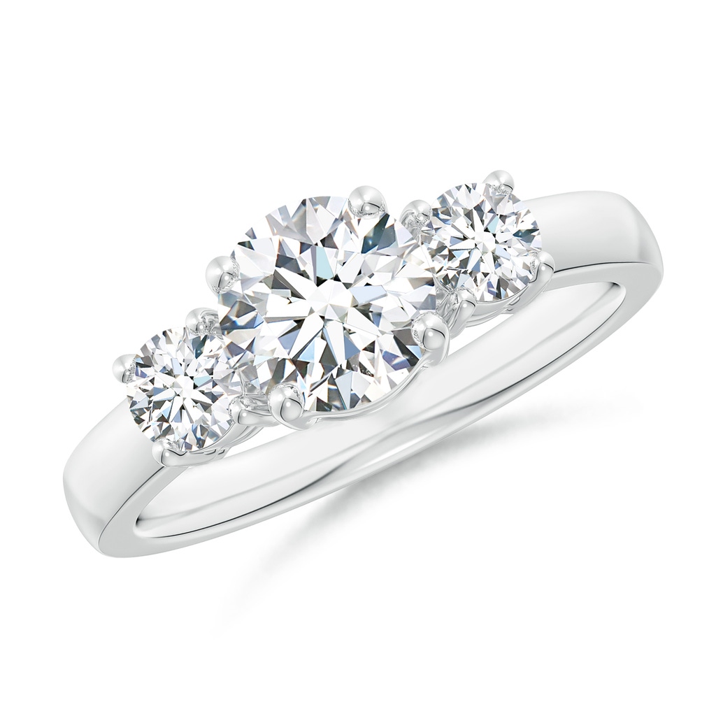 6.4mm GVS2 Classic Diamond Three Stone Engagement Ring in 10K White Gold 