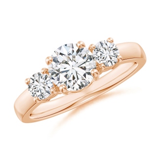 6.4mm HSI2 Classic Diamond Three Stone Engagement Ring in Rose Gold