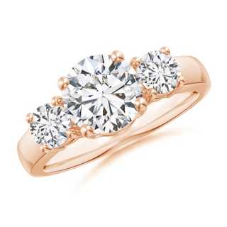 7.4mm HSI2 Classic Diamond Three Stone Engagement Ring in Rose Gold