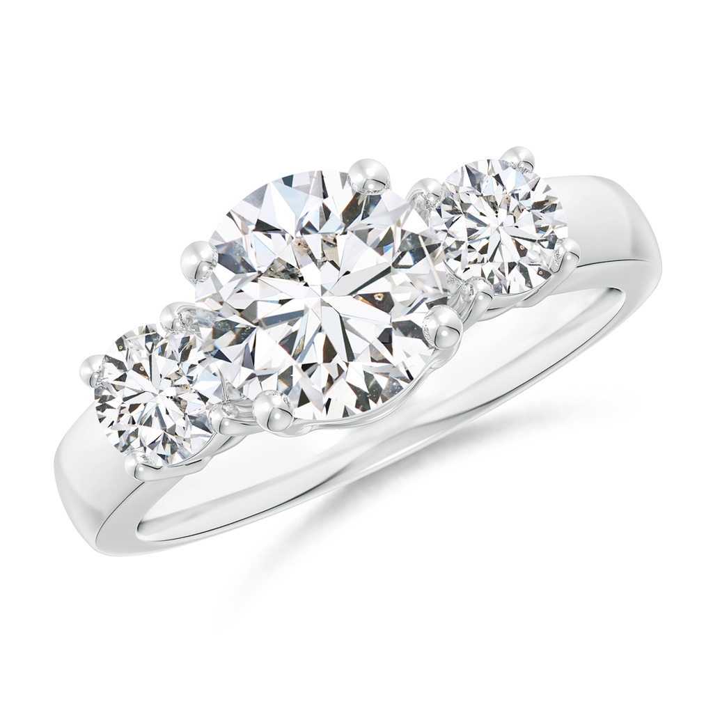 7.4mm HSI2 Classic Diamond Three Stone Engagement Ring in White Gold