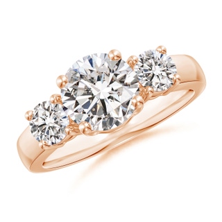 7.4mm IJI1I2 Classic Diamond Three Stone Engagement Ring in Rose Gold