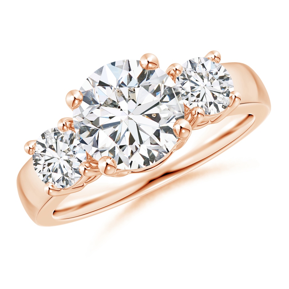 8.1mm HSI2 Classic Diamond Three Stone Engagement Ring in Rose Gold 