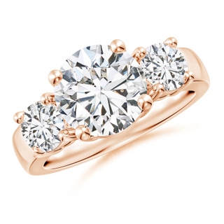 9.2mm HSI2 Classic Diamond Three Stone Engagement Ring in Rose Gold