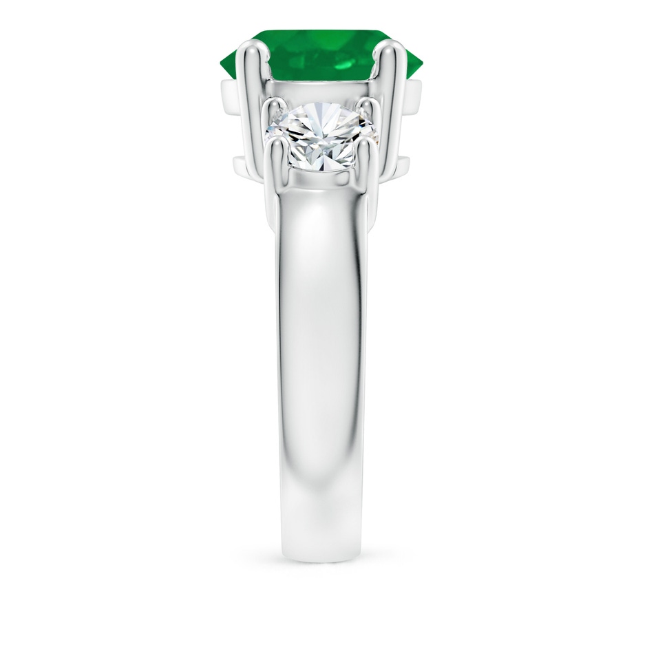 10mm AA Classic Emerald and Diamond Three Stone Engagement Ring in P950 Platinum side 299
