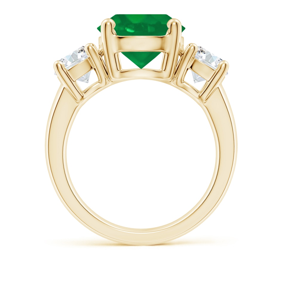 10mm AA Classic Emerald and Diamond Three Stone Engagement Ring in Yellow Gold side 199