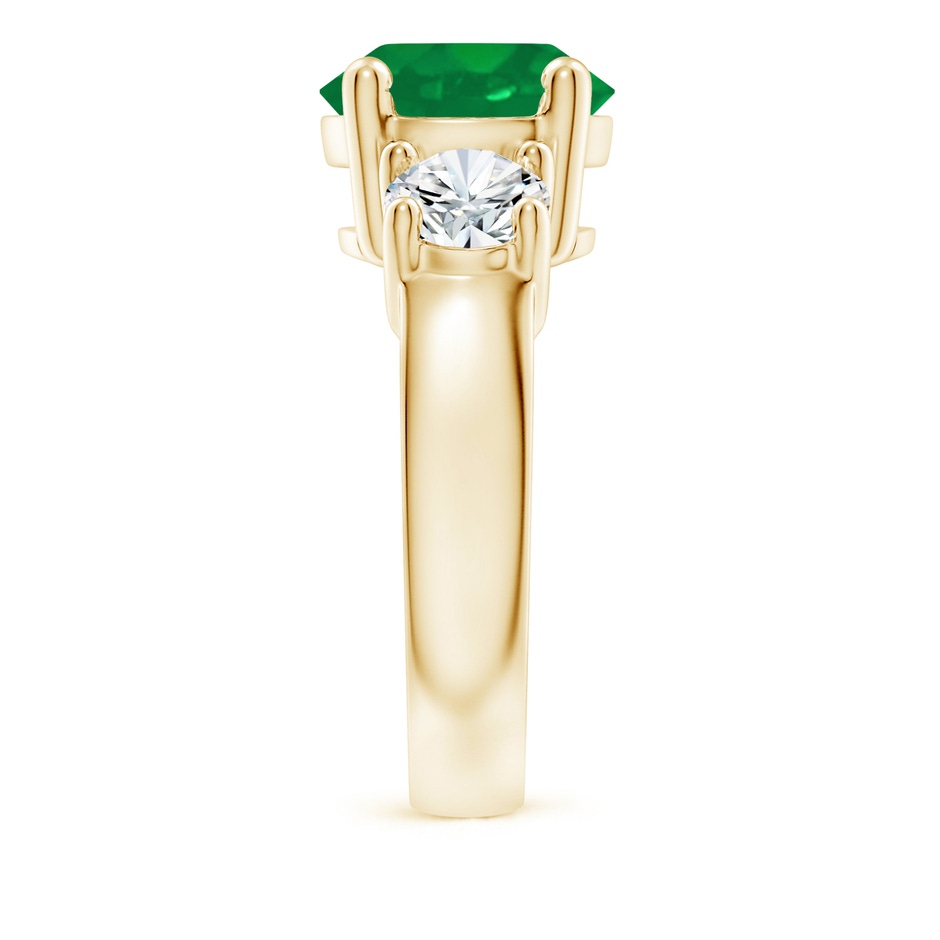 10mm AA Classic Emerald and Diamond Three Stone Engagement Ring in Yellow Gold side 299
